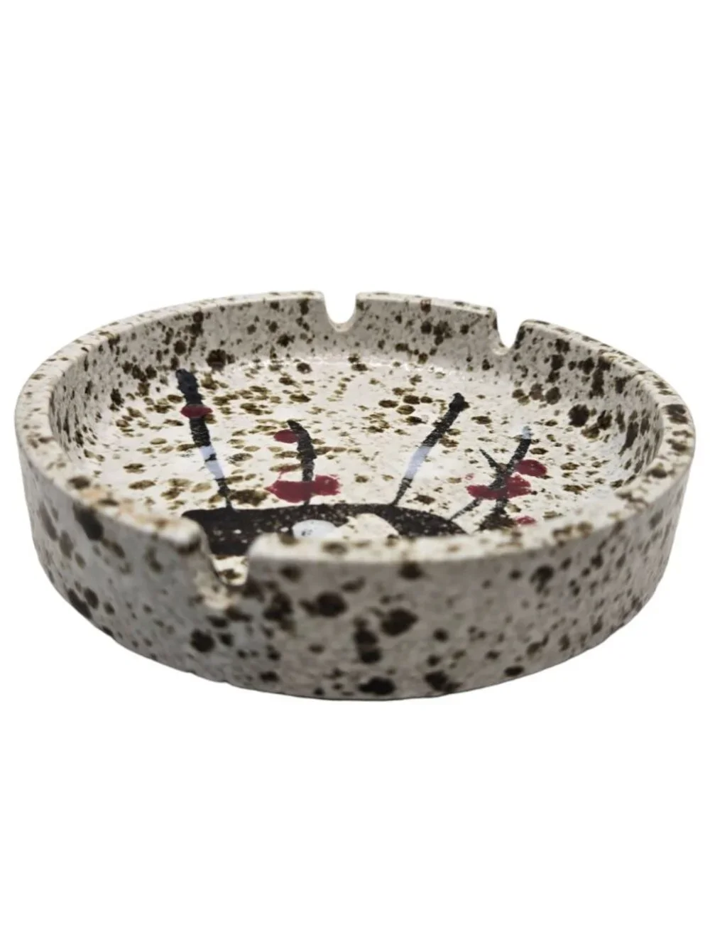 Vintage MCM Ceramic Ashtray Abstract Splatter Design Japan Mid Century Modern